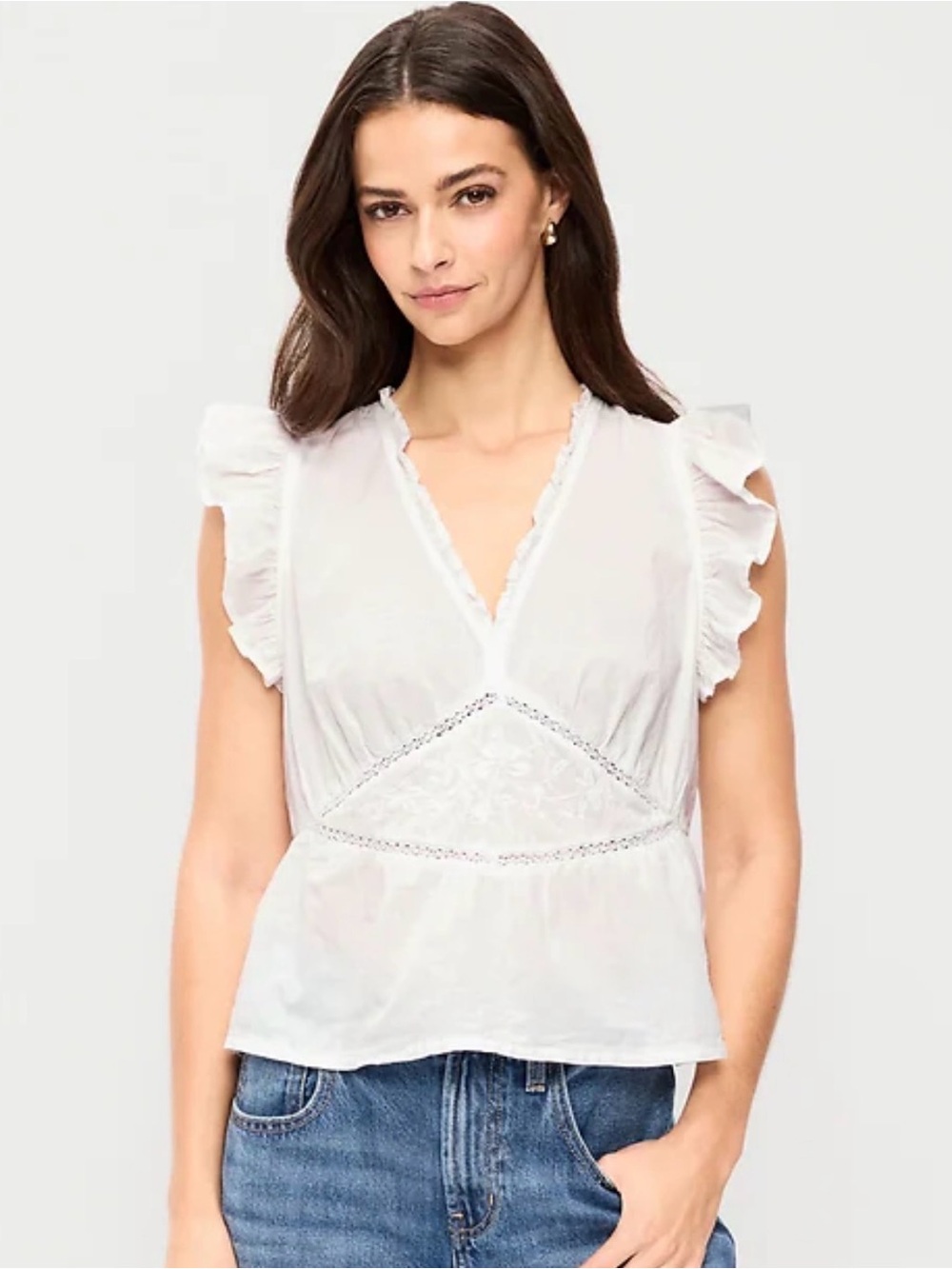 NWT Old Navy Flutter Sleeve Embroidered Top